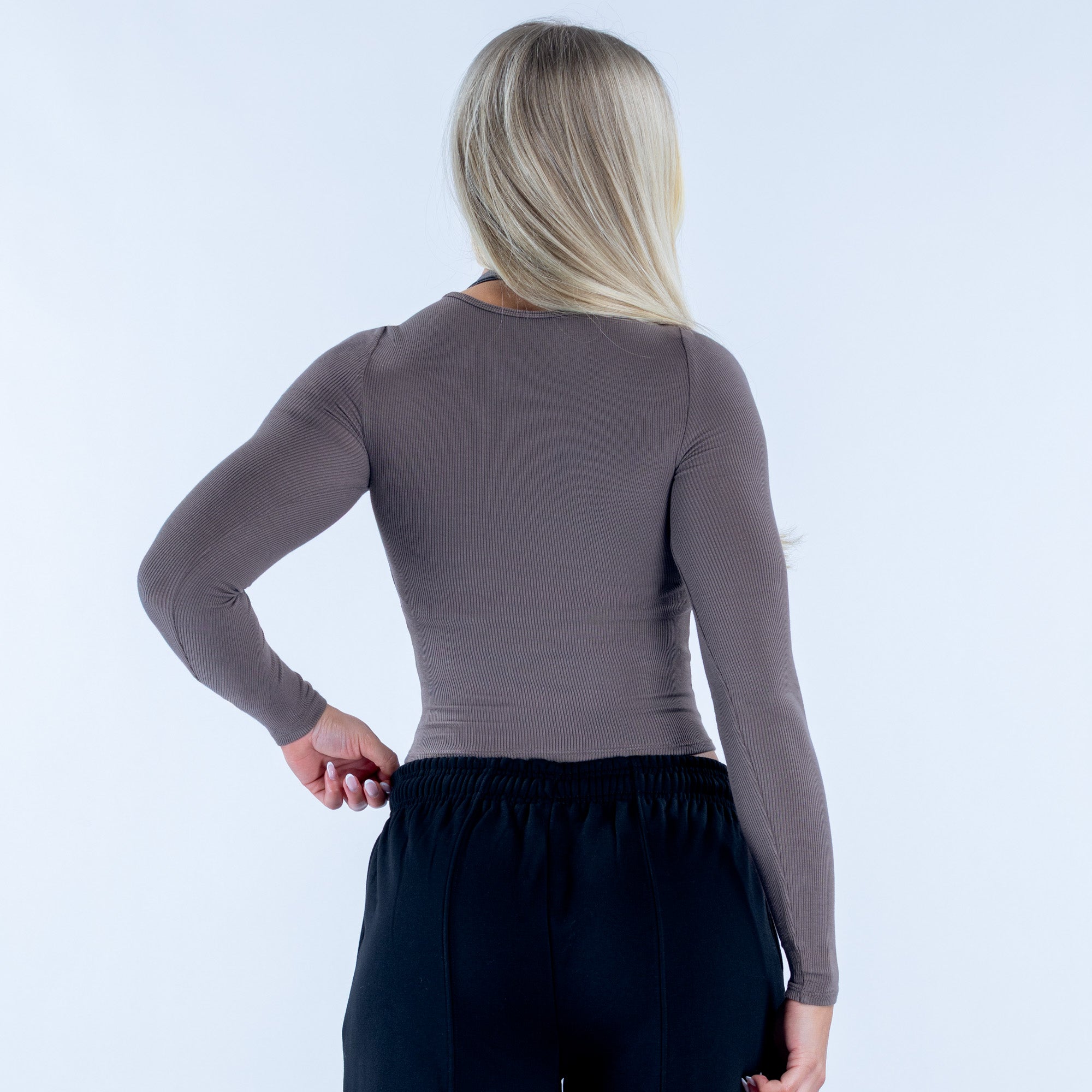 Revive Long Sleeve Ribbed Top Truffle