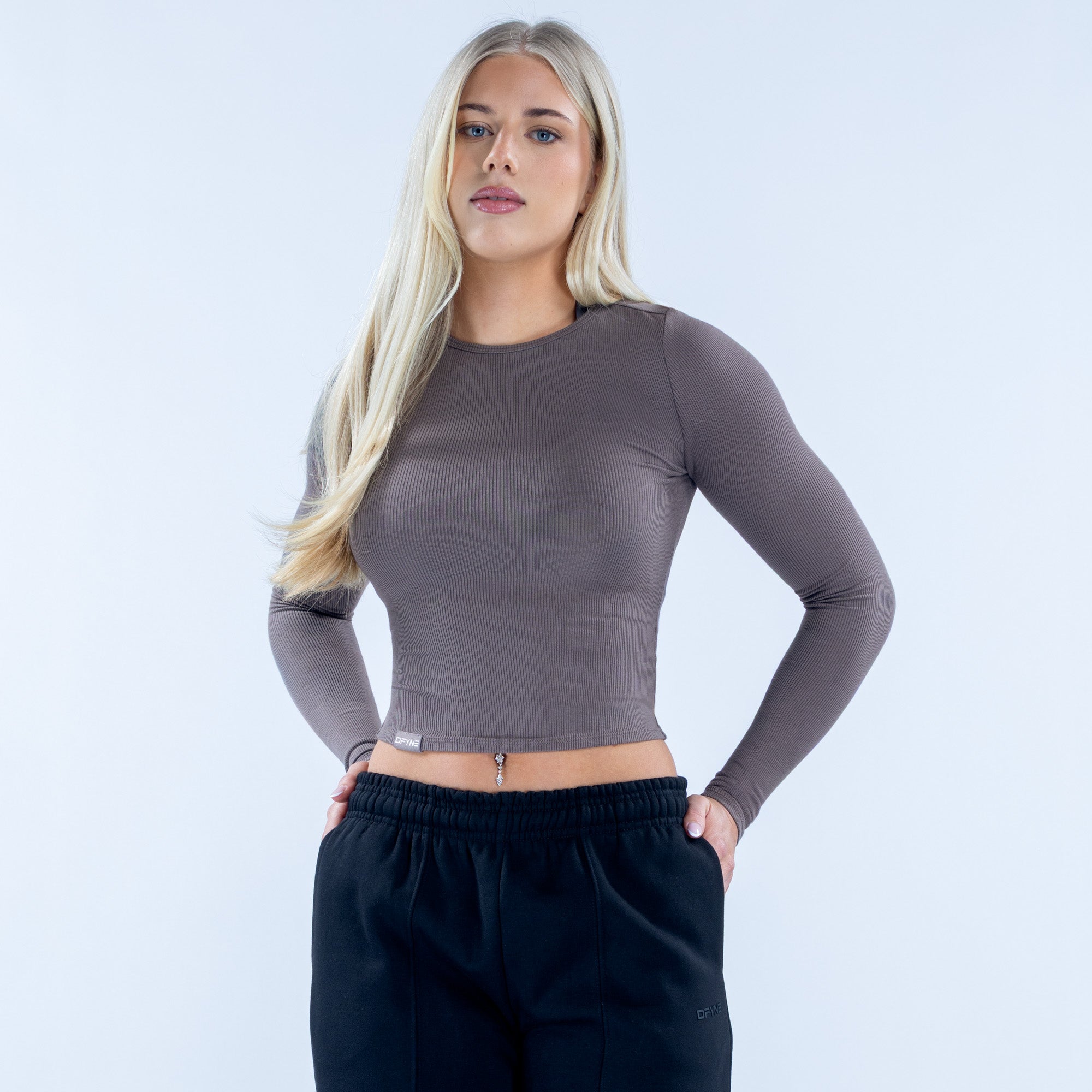 Revive Long Sleeve Ribbed Top Truffle