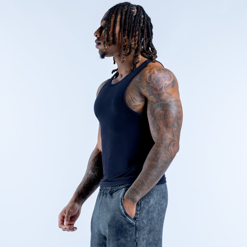 Recharge Ribbed Vest Midnight Black
