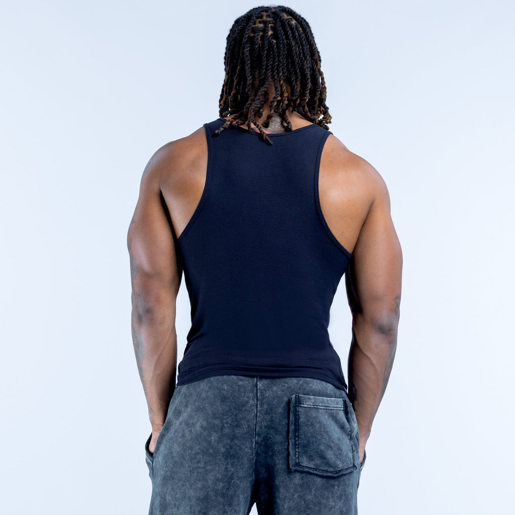 Recharge Ribbed Vest Midnight Black