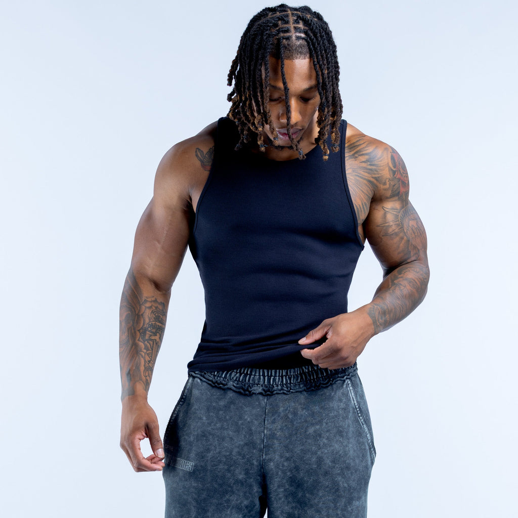 Recharge Ribbed Vest Midnight Black