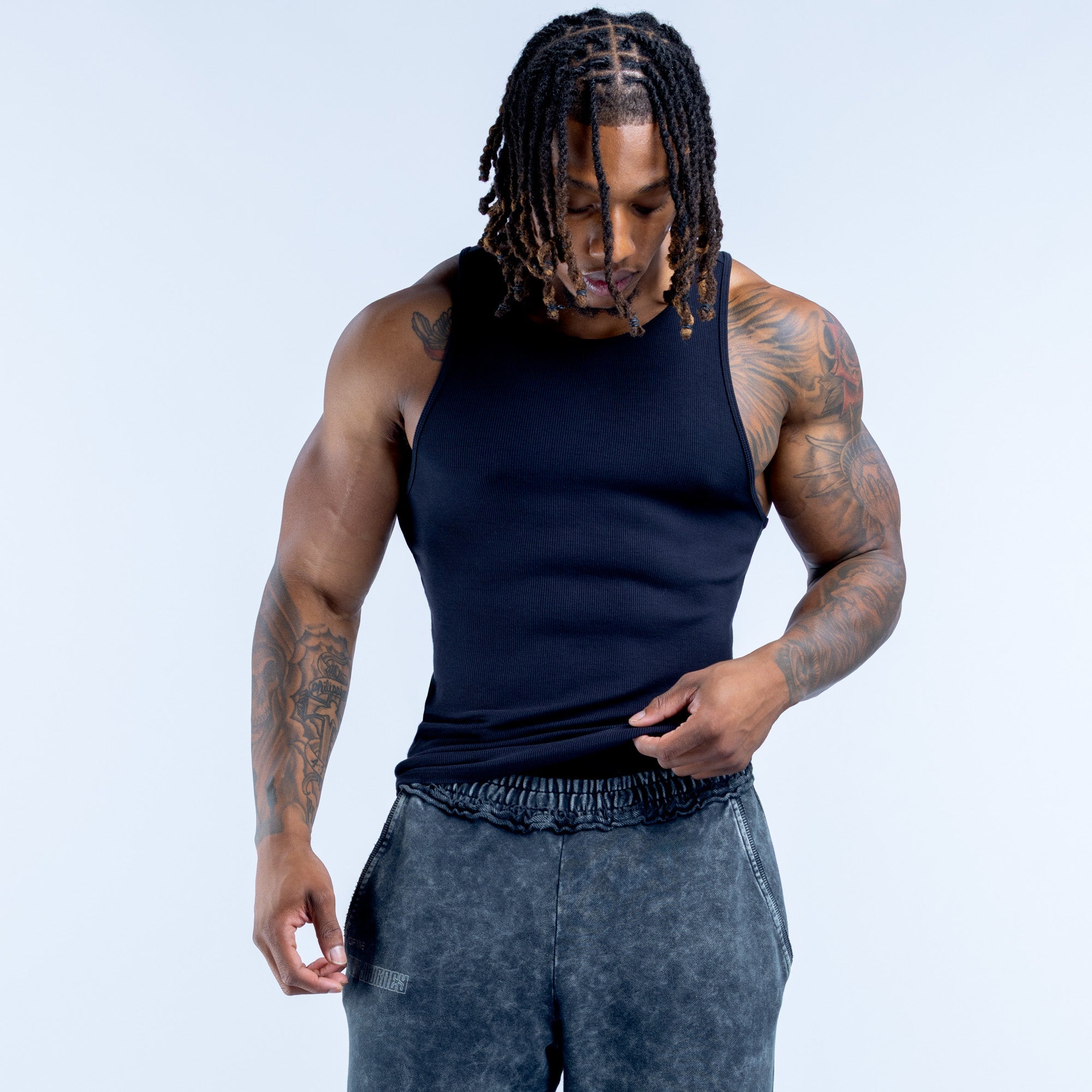 Recharge Ribbed Vest Midnight Black