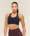 High Support Ruched Sports Bra - Heavy Blue