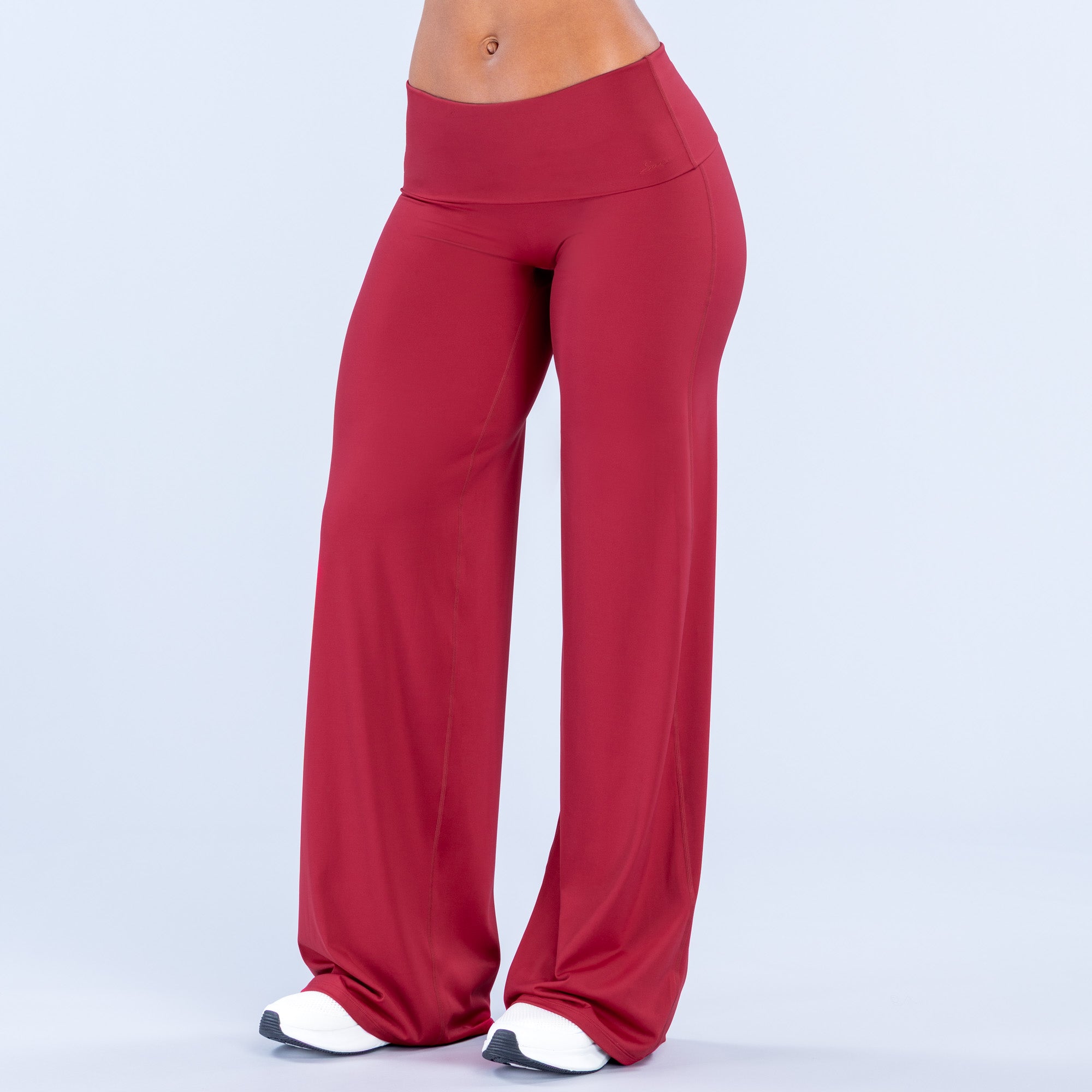 Sav Fold Over Wide Leg Pants Cherry