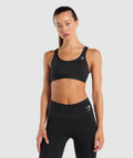 Scoop Neck Sports Bra - Black