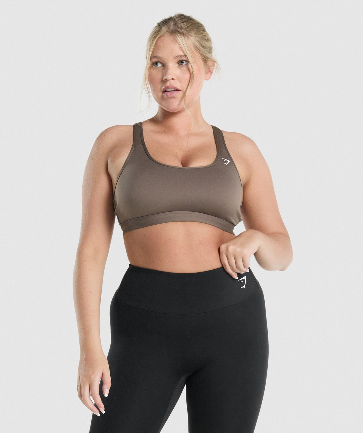 Scoop Neck Sports Bra - Brown