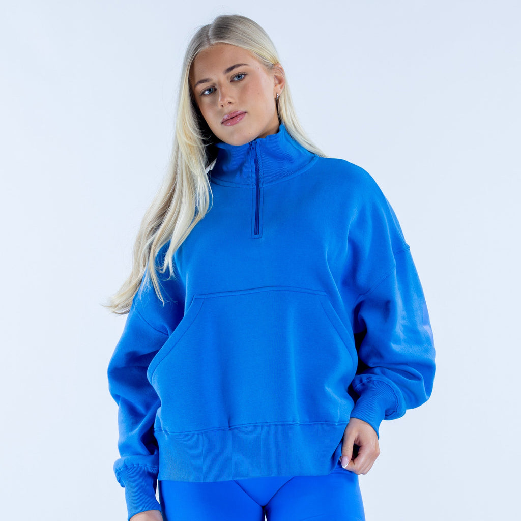 Signature Quarter Zip Sweatshirt Electric Blue