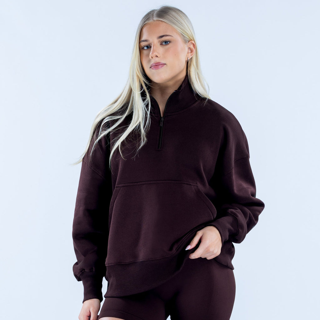 Signature Quarter Zip Sweatshirt Espresso