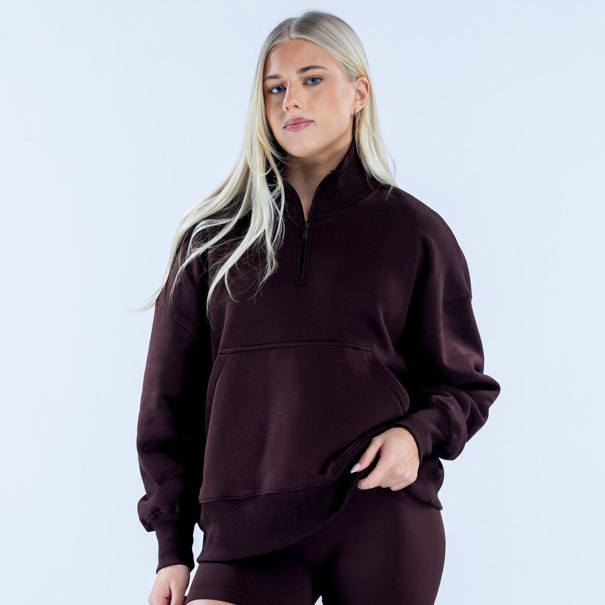 Signature Quarter Zip Sweatshirt Espresso
