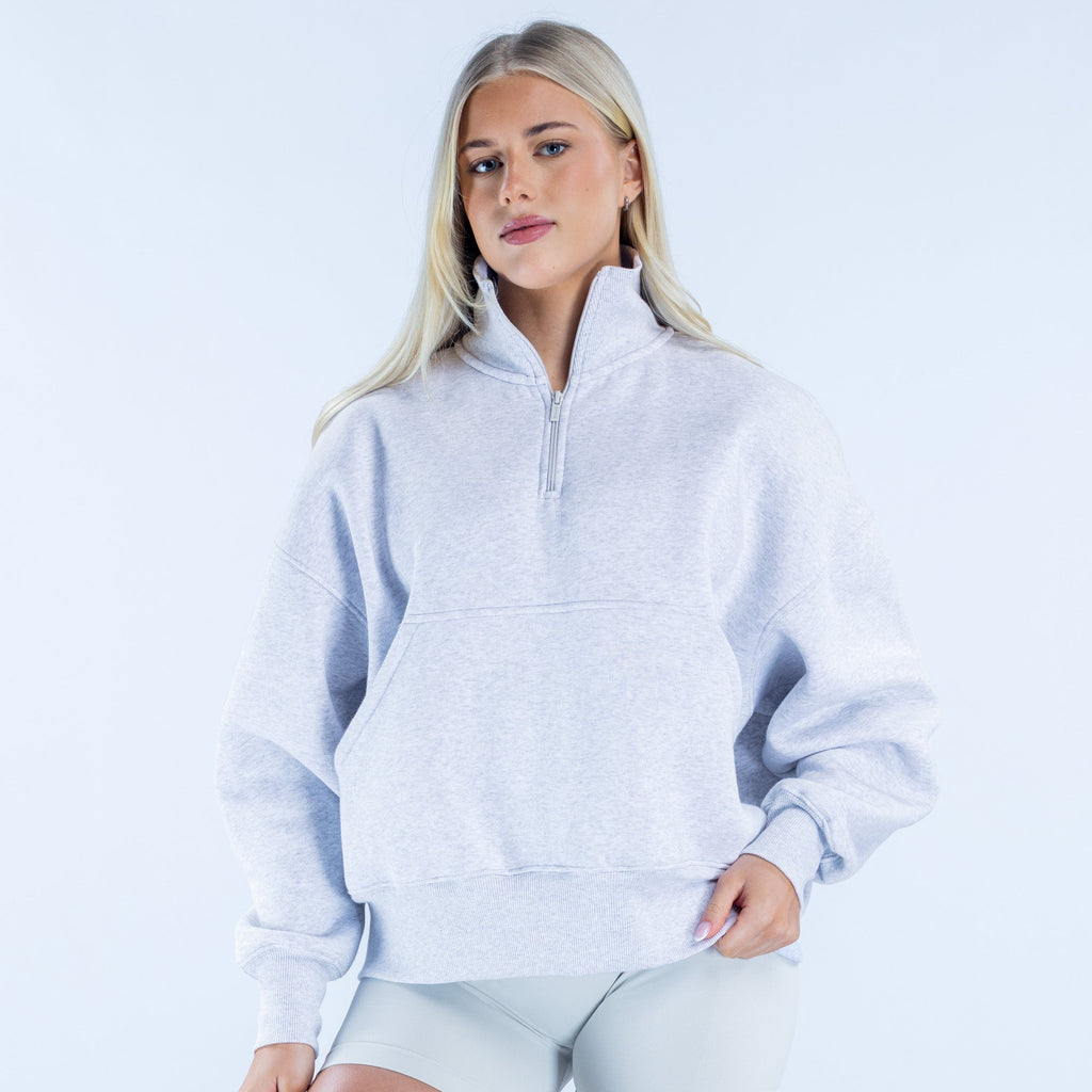 Signature Quarter Zip Sweatshirt Grey Marl