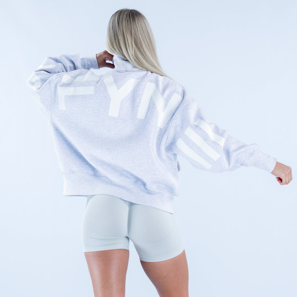 Signature Quarter Zip Sweatshirt Grey Marl