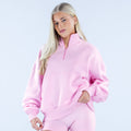 Signature Quarter Zip Sweatshirt Light Rose Pink