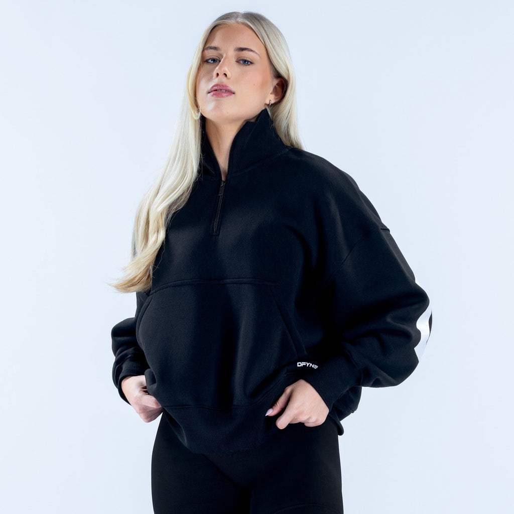 Signature Quarter Zip Sweatshirt Midnight Black