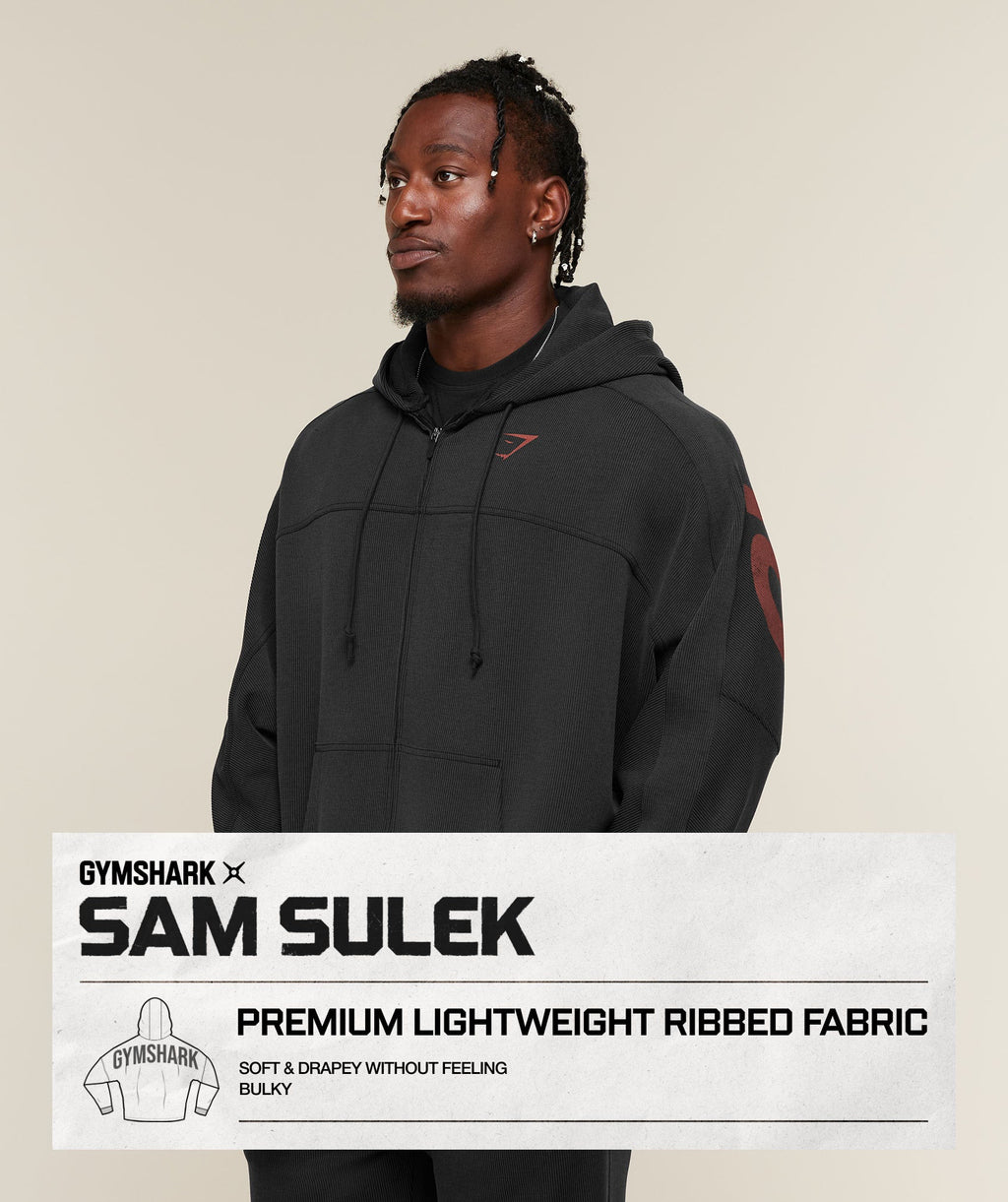 Gymshark x Sam Sulek Zip Through Hoodie - Black ;)