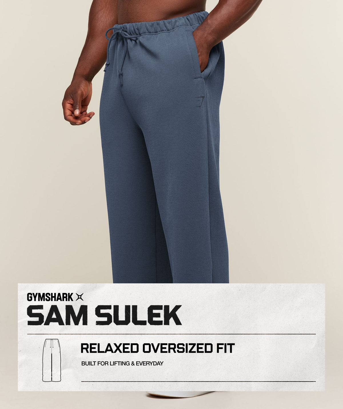 Gymshark x Sam Sulek Oversized Pants - Shadow Blue ;)