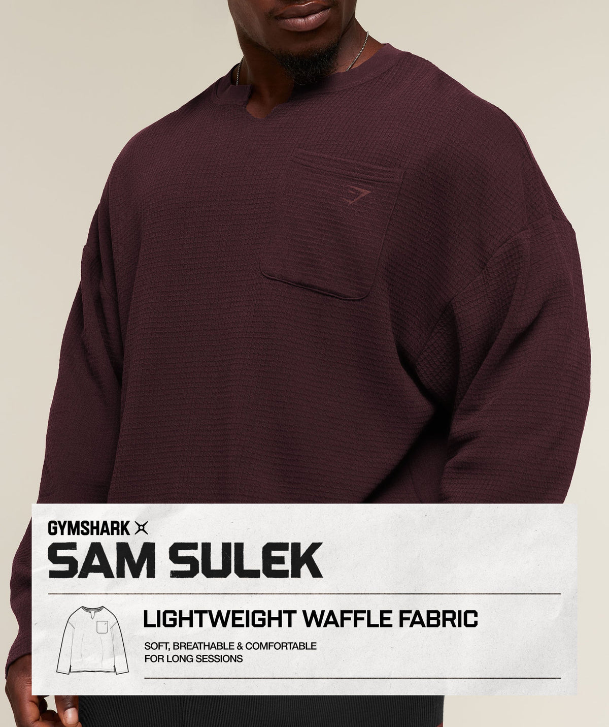 Gymshark x Sam Sulek Long Sleeve T-Shirt - Cherry Purple/Wash ;)