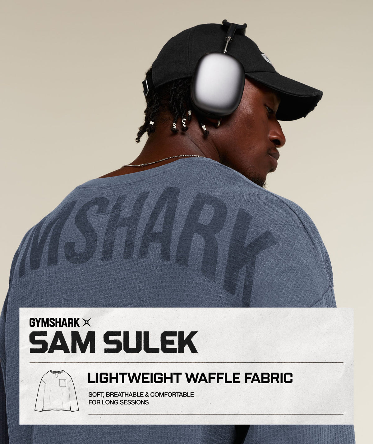 Gymshark x Sam Sulek Long Sleeve T-Shirt - Shadow Blue/Wash ;)