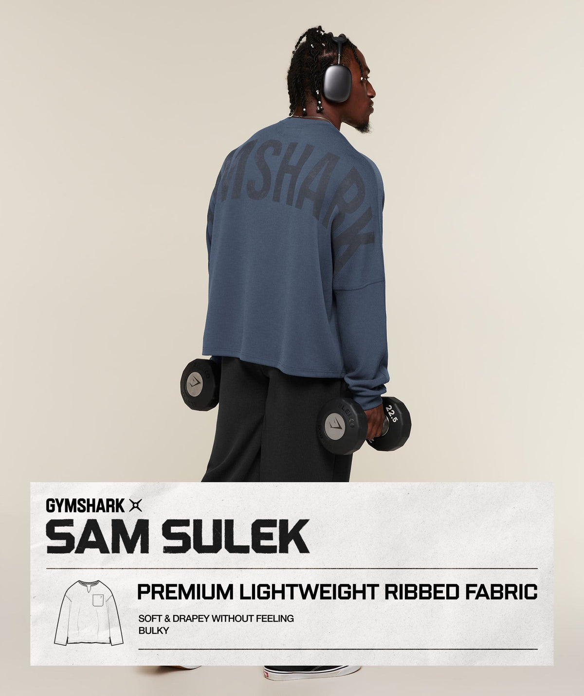 Gymshark x Sam Sulek Crew - Shadow Blue ;)