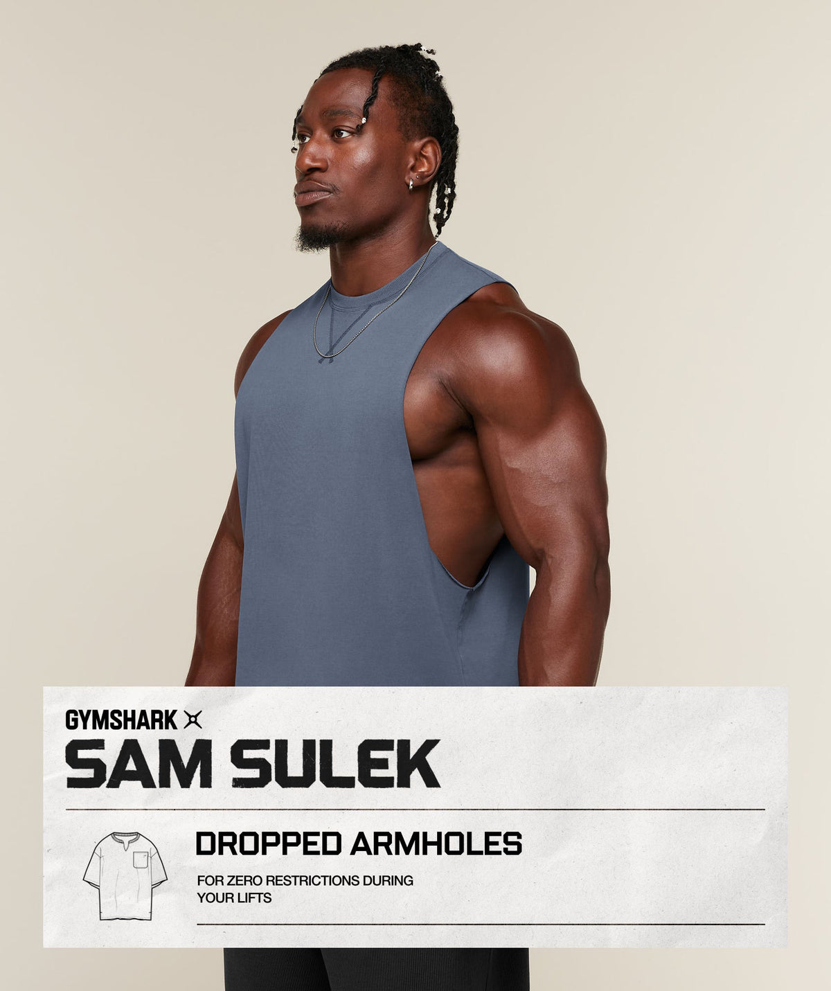 Gymshark x Sam Sulek Tank - Shadow Blue/Wash ;)