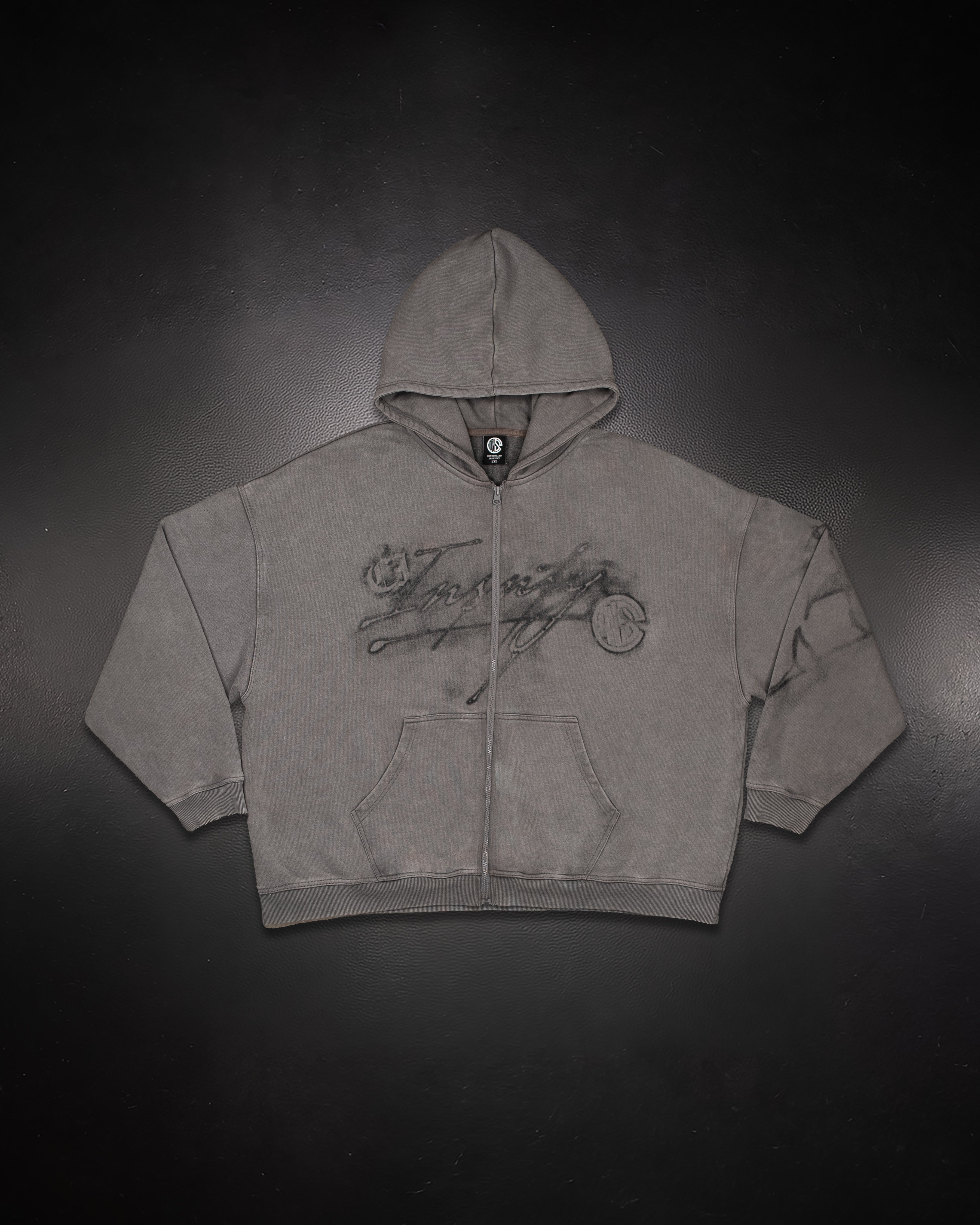 Smoke Zip Up Hoodie Smoke Grey