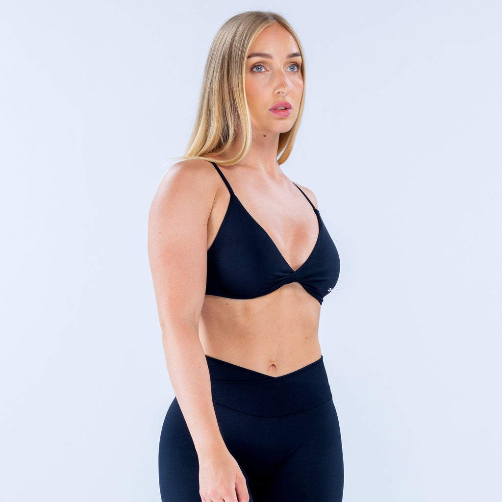 Vision Twist Front Sports Bra Midnight Black