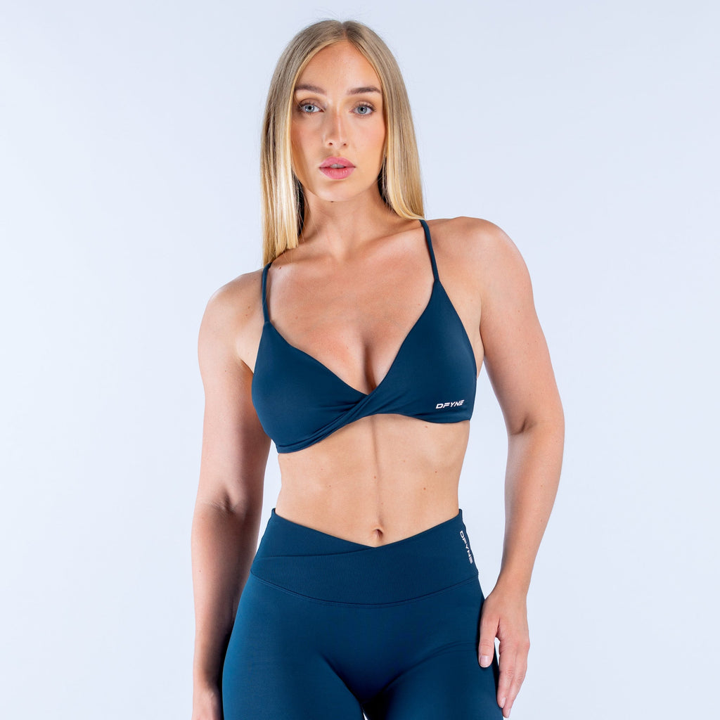 Vision Twist Front Sports Bra Petrol Blue