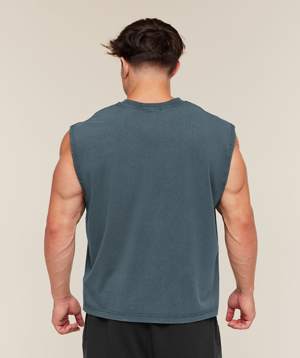 Gymshark Vintage Legacy Tank Azul - detalle