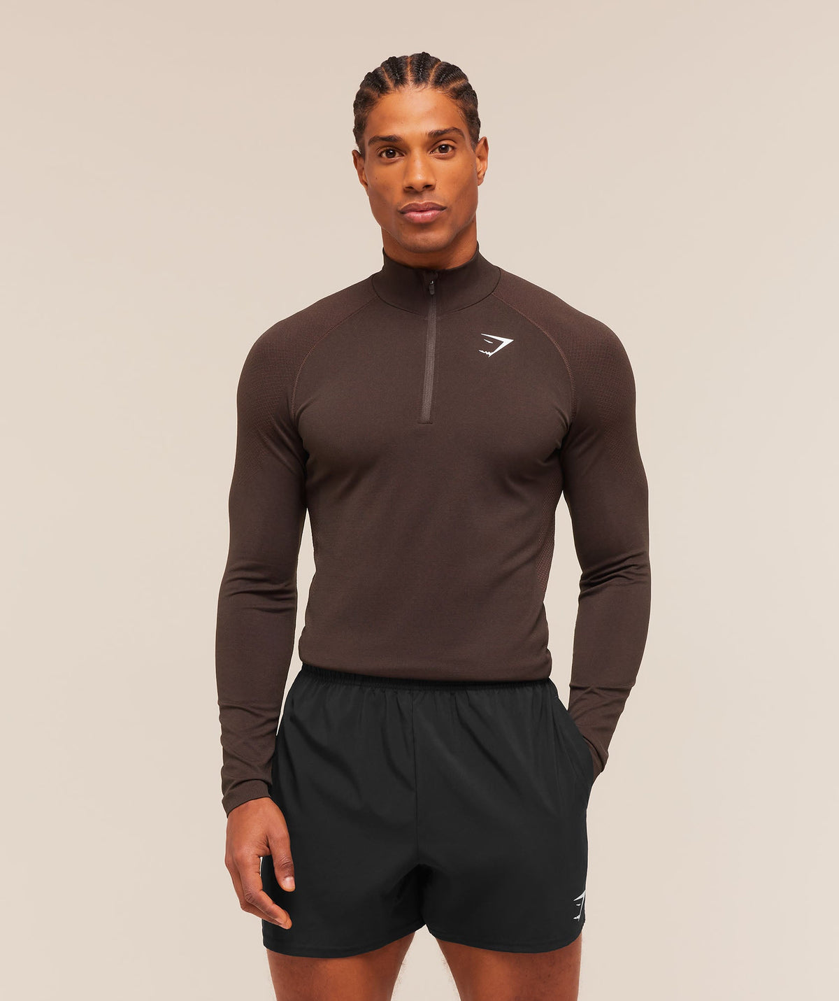 Vital Seamless 1/4 Zip Walnut Brown