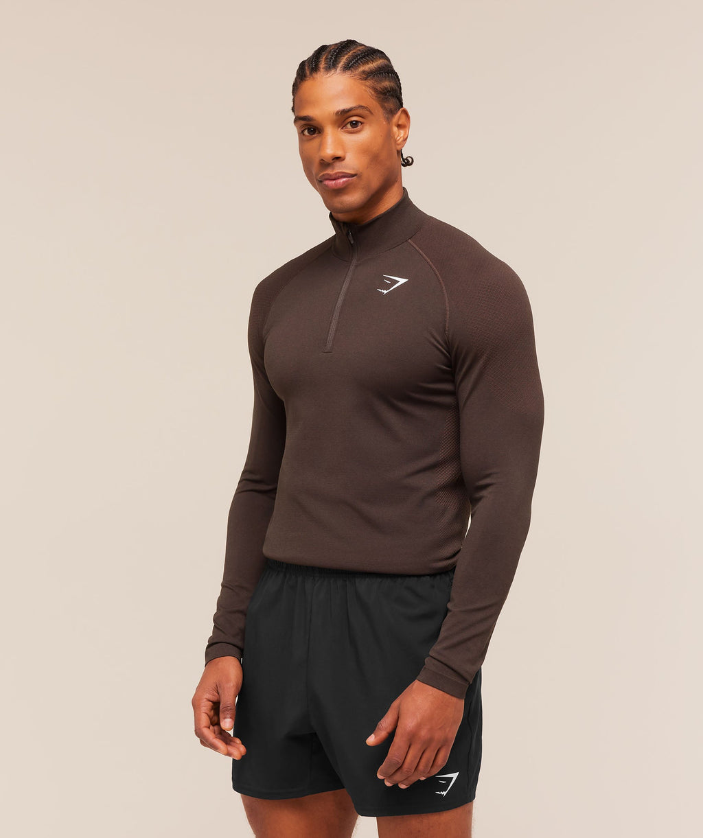 Vital Seamless 1/4 Zip Walnut Brown