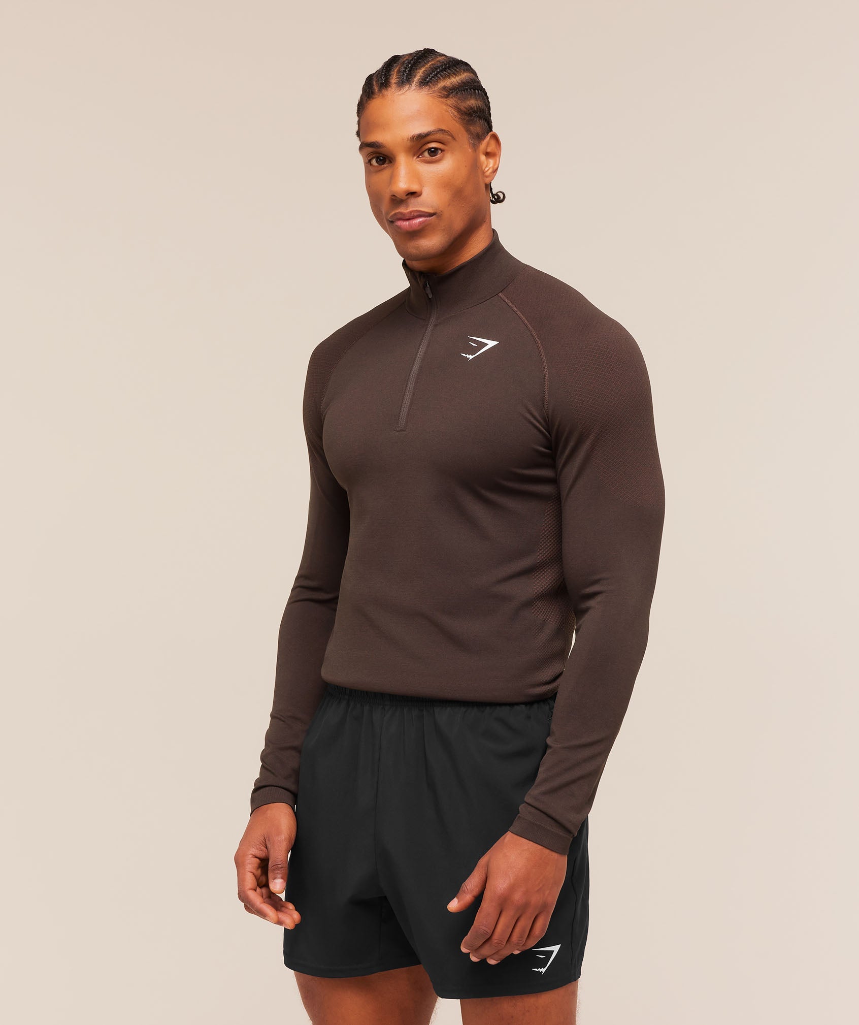 Vital Seamless 1/4 Zip Walnut Brown