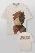 Naruto Distressed Tees - Gaara Beige