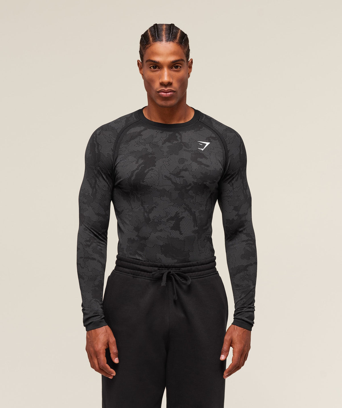 Geo Seamless Long Sleeve T-Shirt - Black/Charcoal Grey ;)
