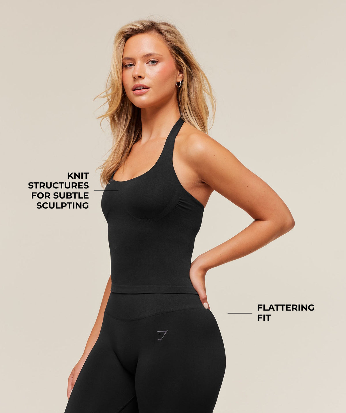 Soft Sculpt Halterneck Tank With Shelf - Black ;)