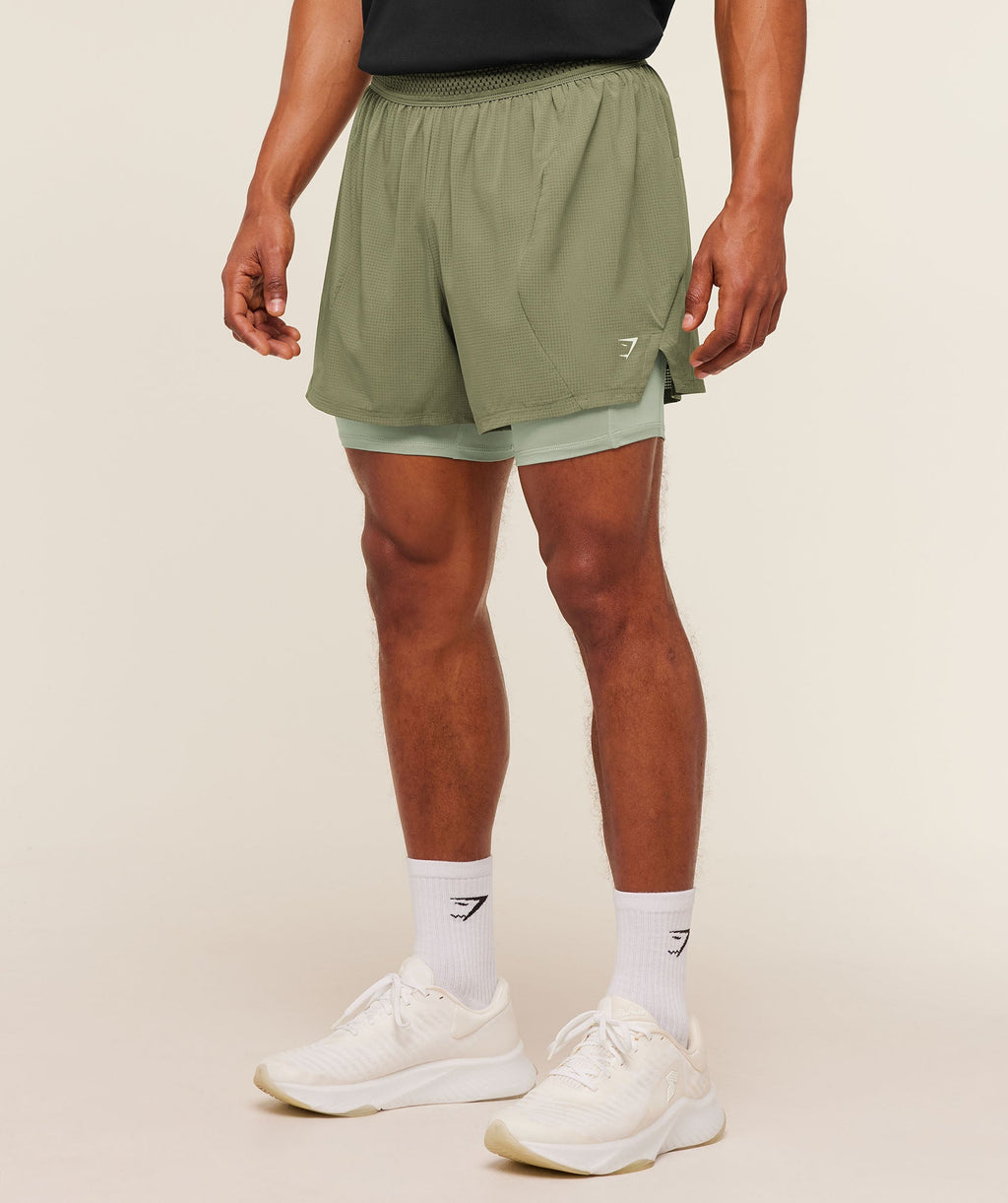 Running 4" 2in1 Shorts - Grounded Green / Haze Green