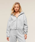 Cosy Luxe Zip Through Hoodie - Soft Grey Marl ;)