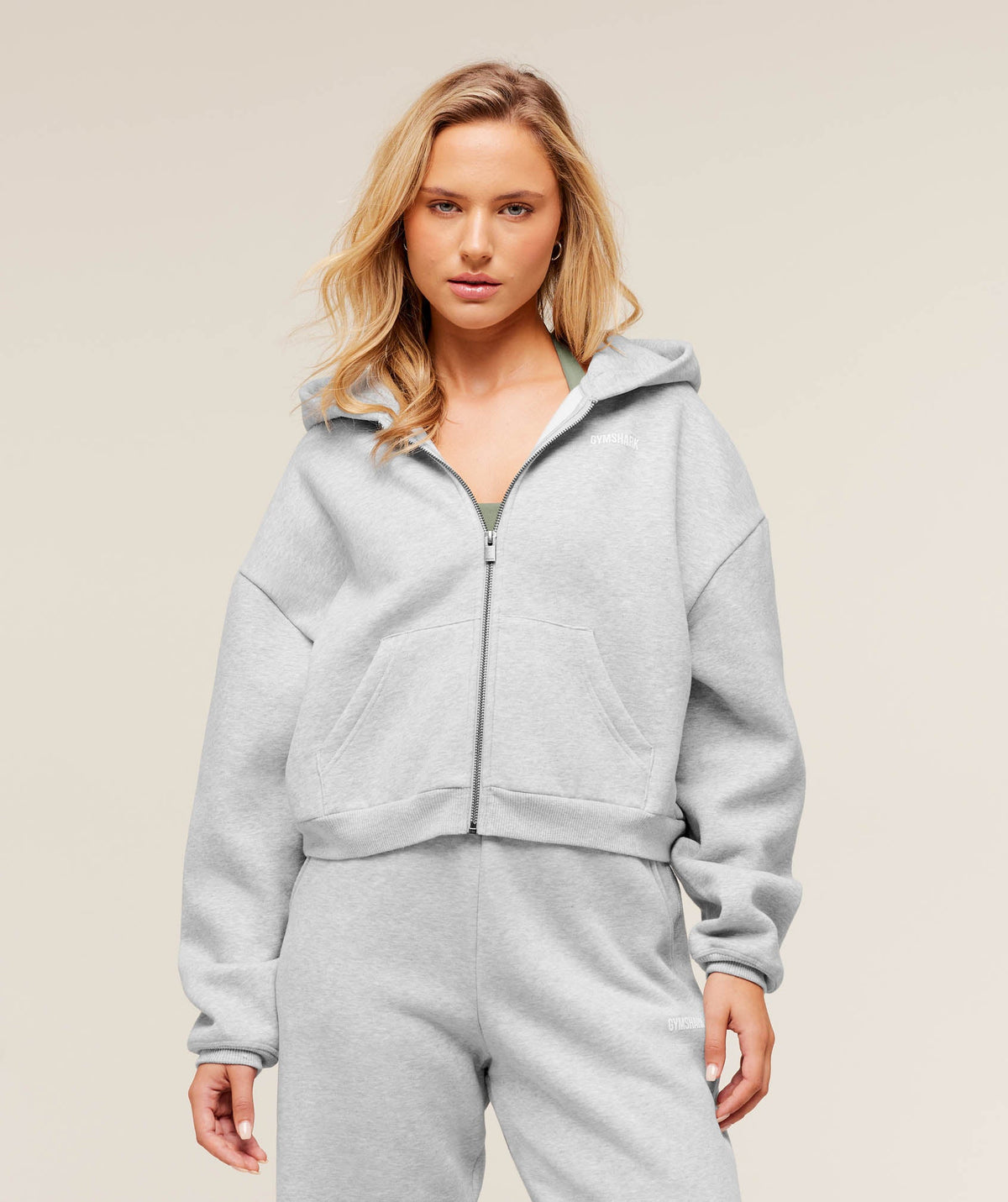 Cosy Luxe Zip Through Hoodie - Soft Grey Marl ;)