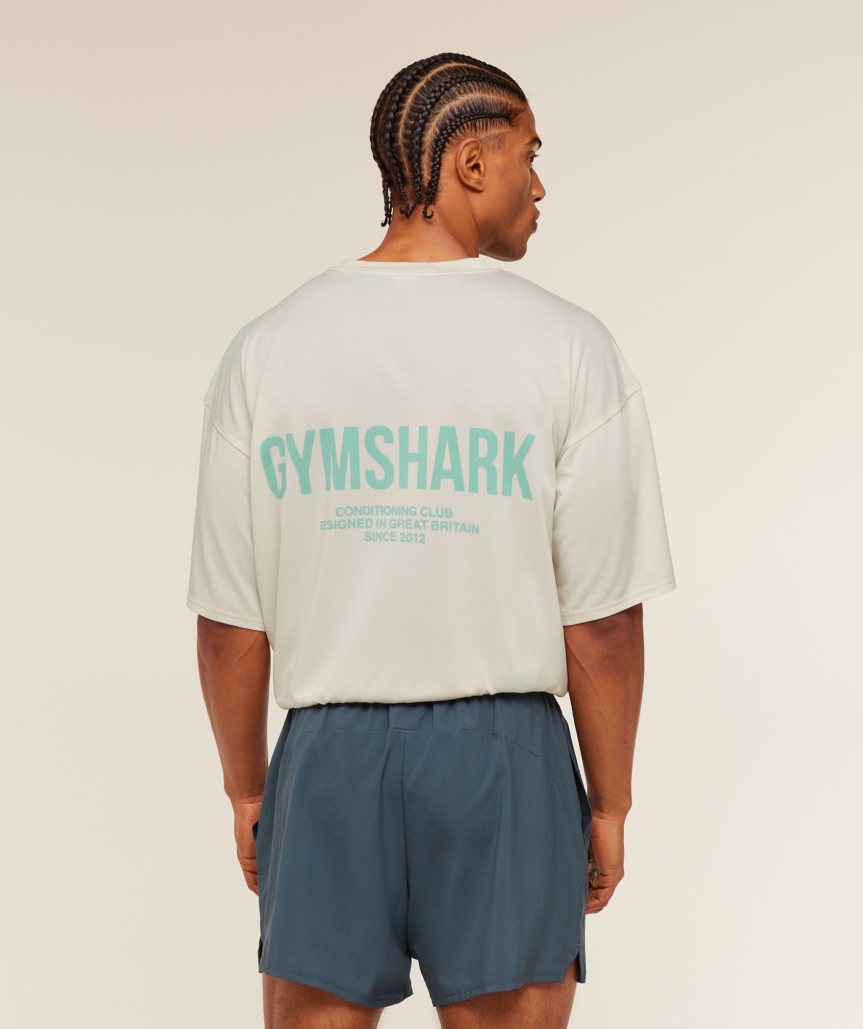 Conditioning Club Washed T-Shirt - Soft White/Pop Turquoise/Wash