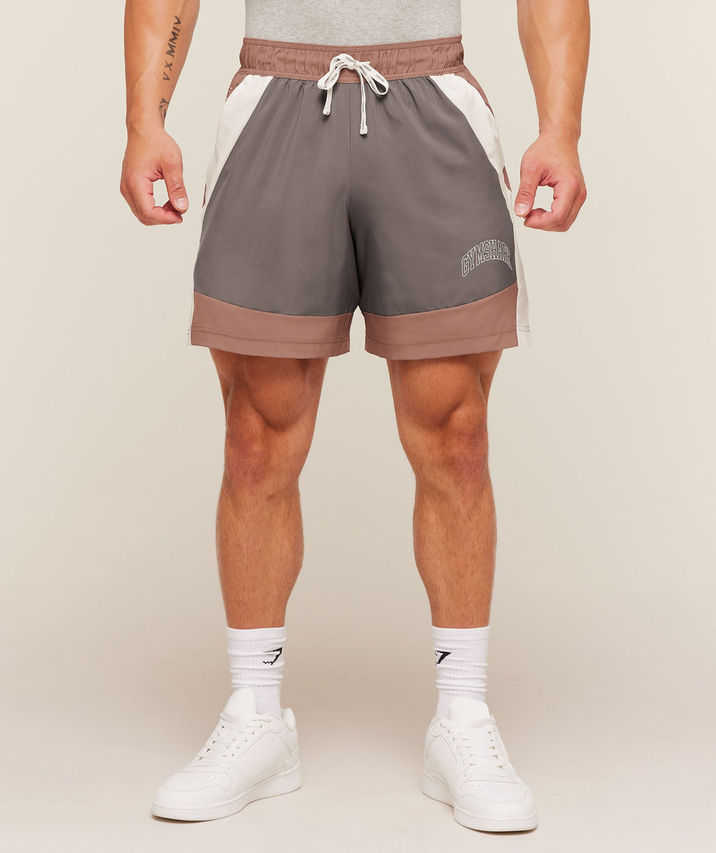 Collegiate Tech Shorts - Taupe Brown