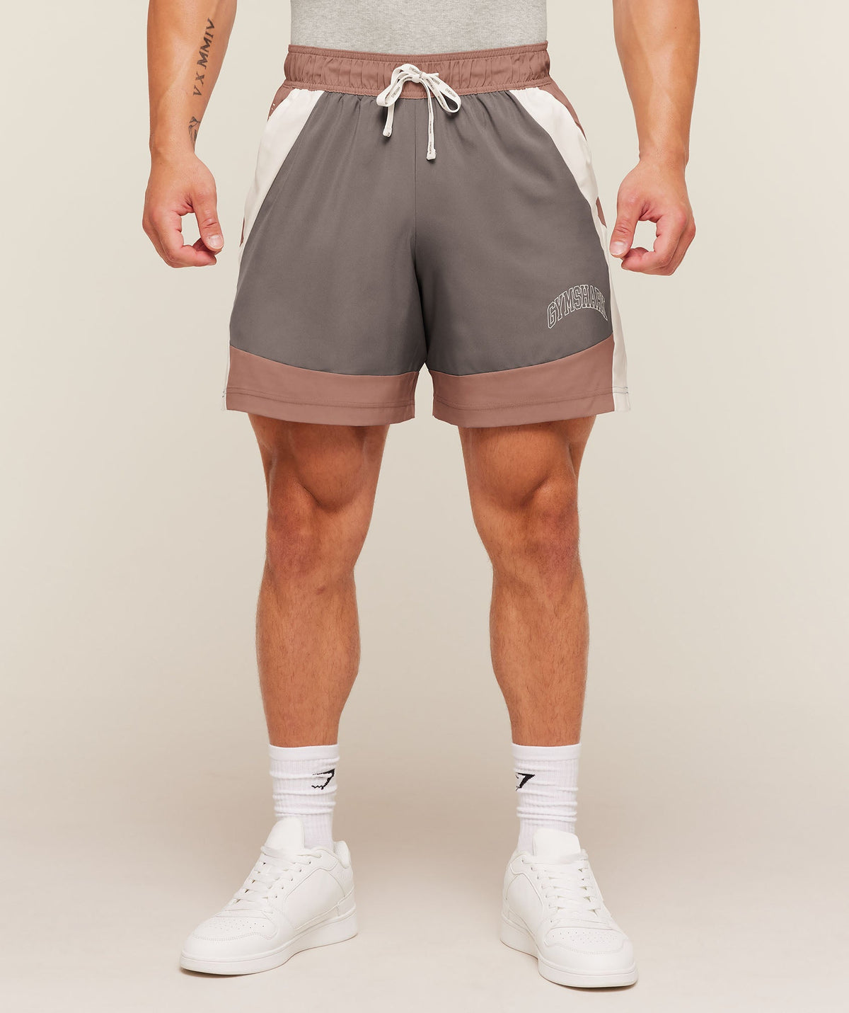 Collegiate Tech Shorts - Taupe Brown
