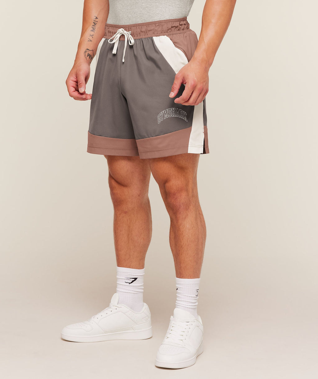 Collegiate Tech Shorts - Taupe Brown