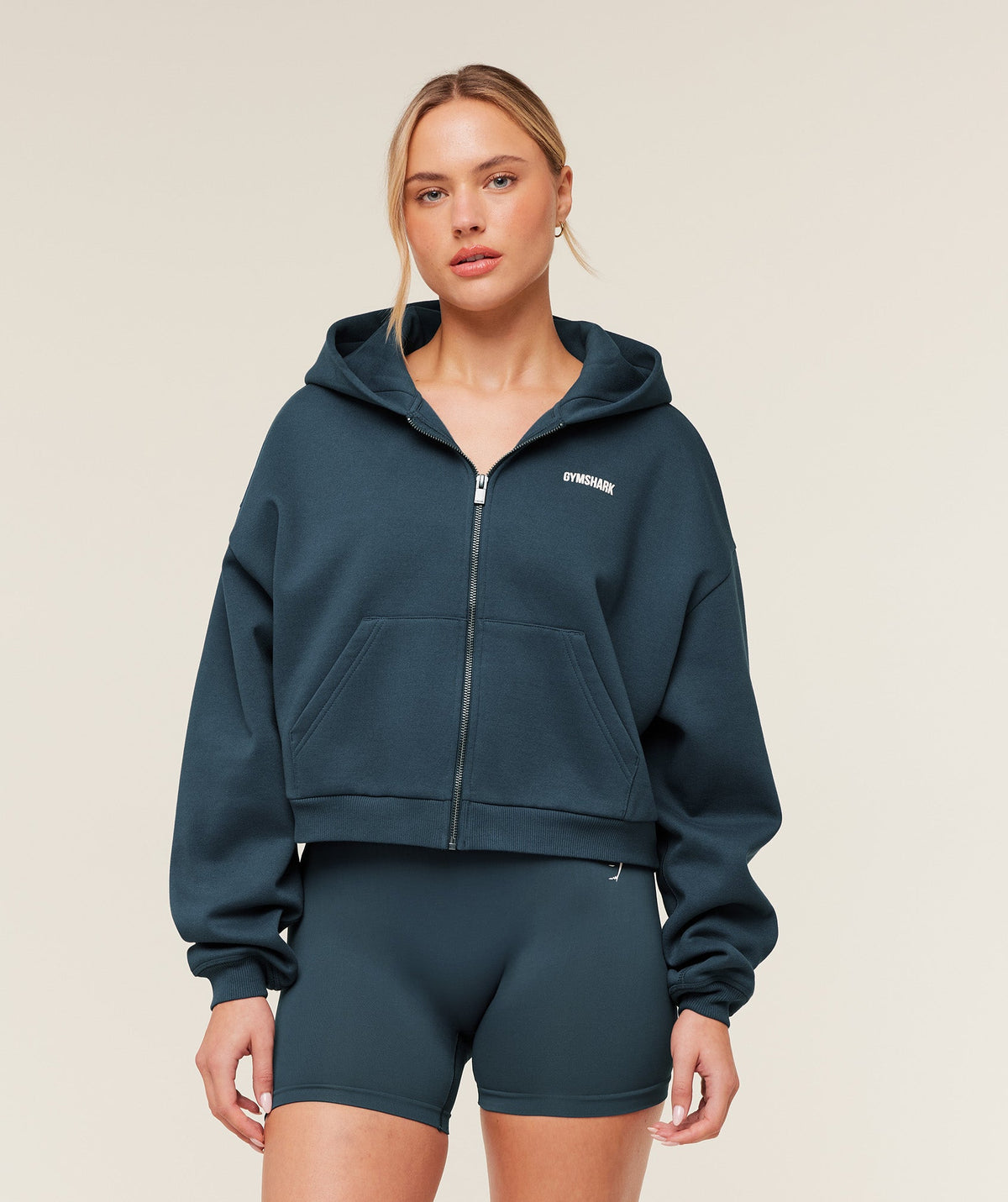 Cosy Luxe Zip Through Hoodie - Stealth Blue ;)