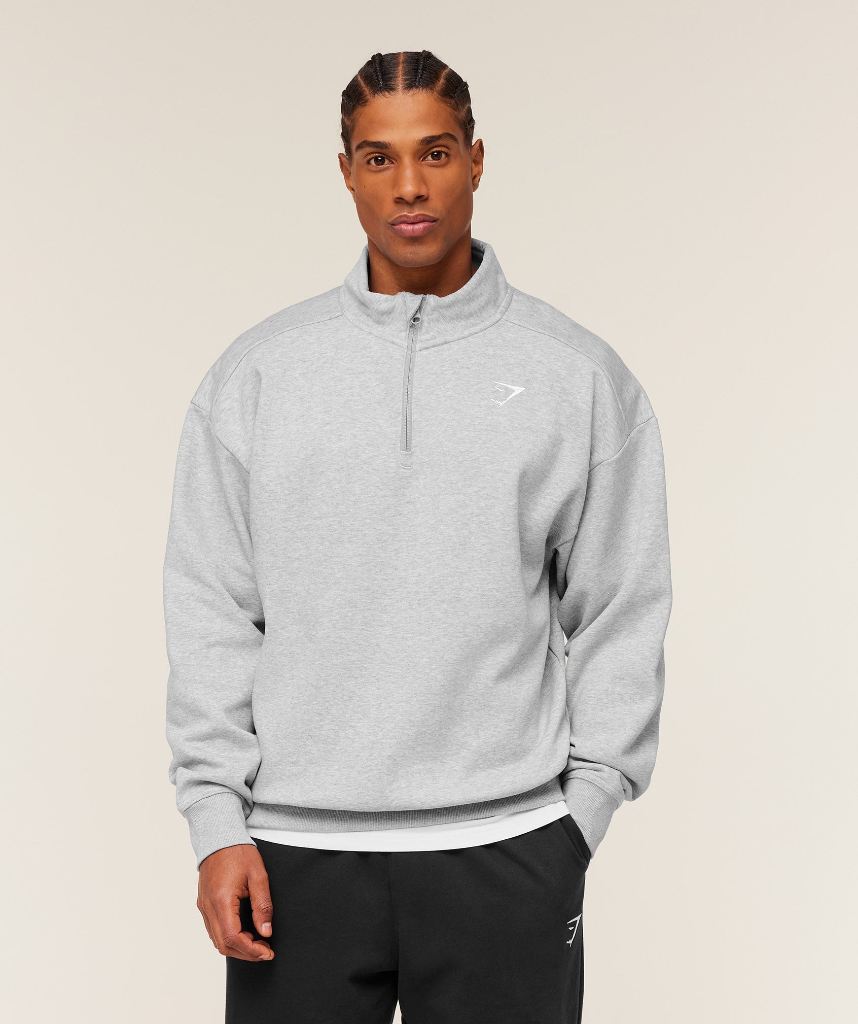 Crest Oversized 1/4 Zip - Light Grey Core Marl ;)
