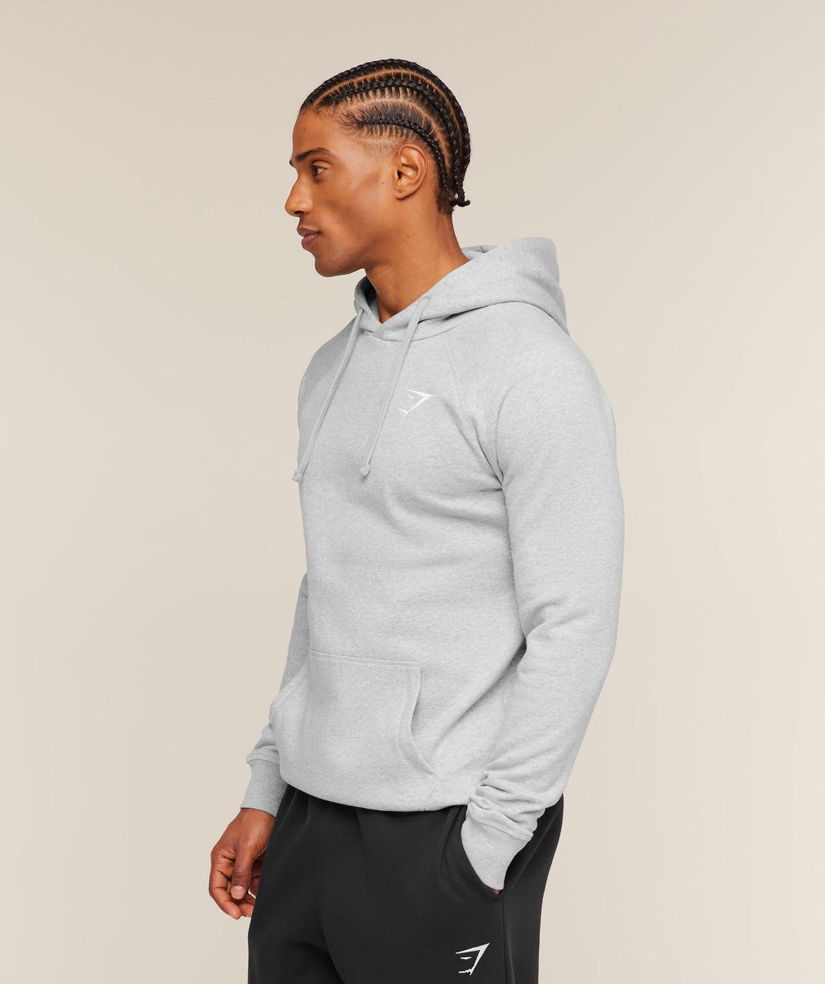 Crest Hoodie - Light Grey Marl