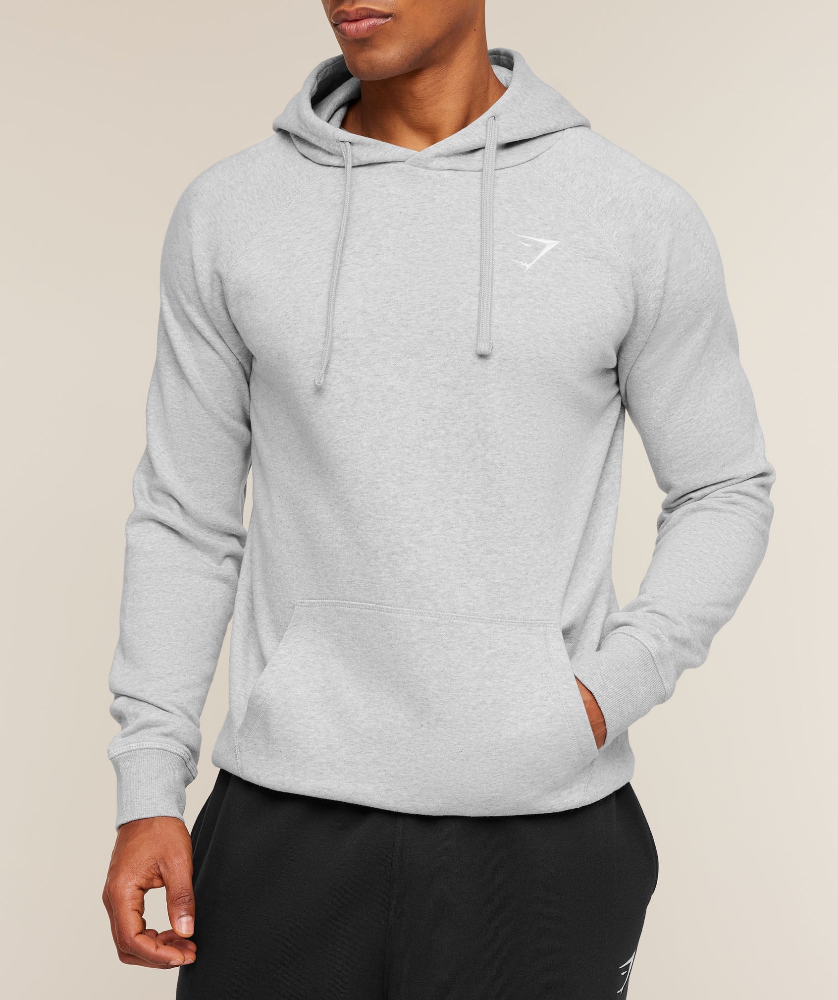 Crest Hoodie - Light Grey Marl