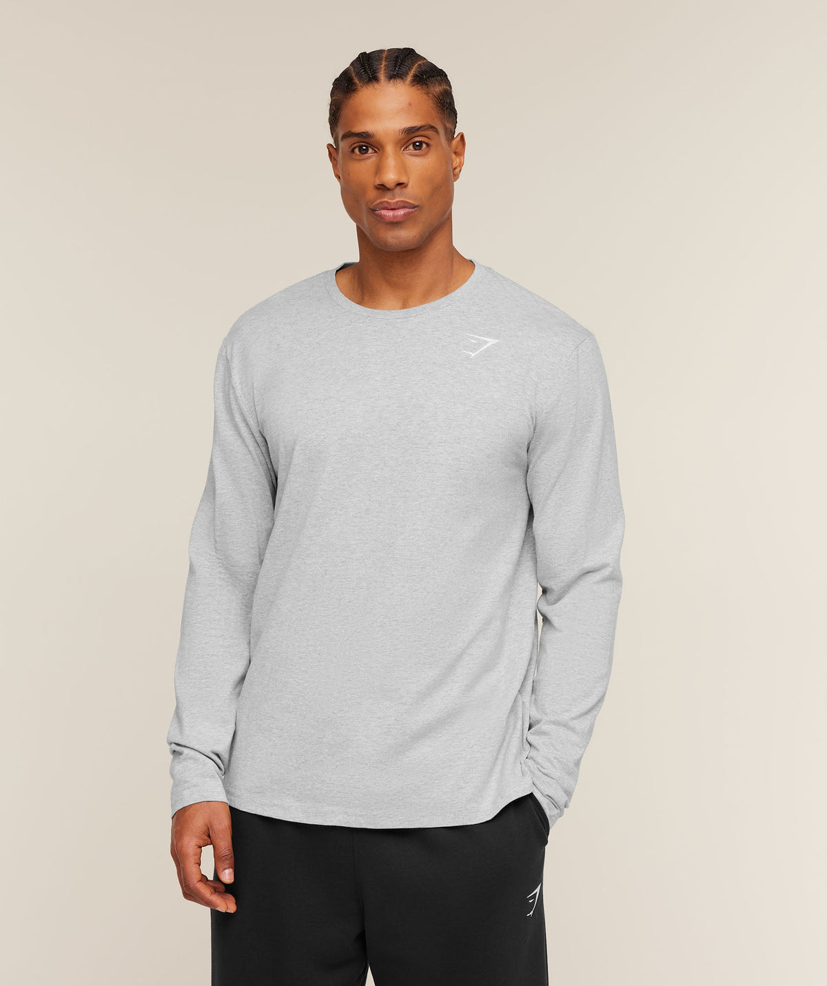 Crest Long Sleeve T-Shirt - Light Grey Marl ;)