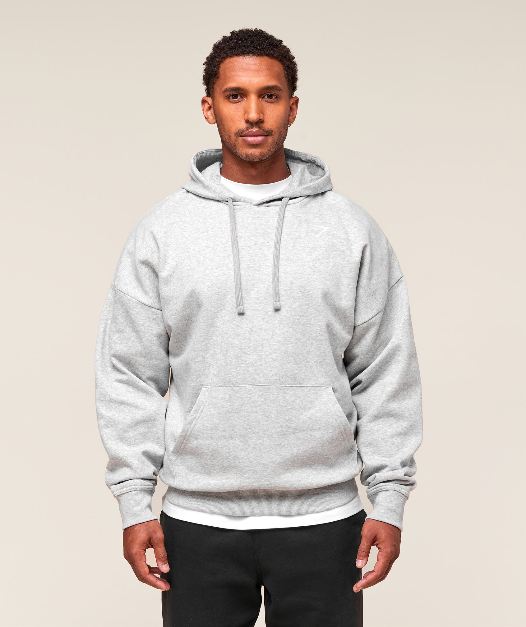 Crest Oversized Hoodie - Light Grey Marl ;)