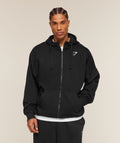 Crest Oversized Zip Up Hoodie - Black ;)