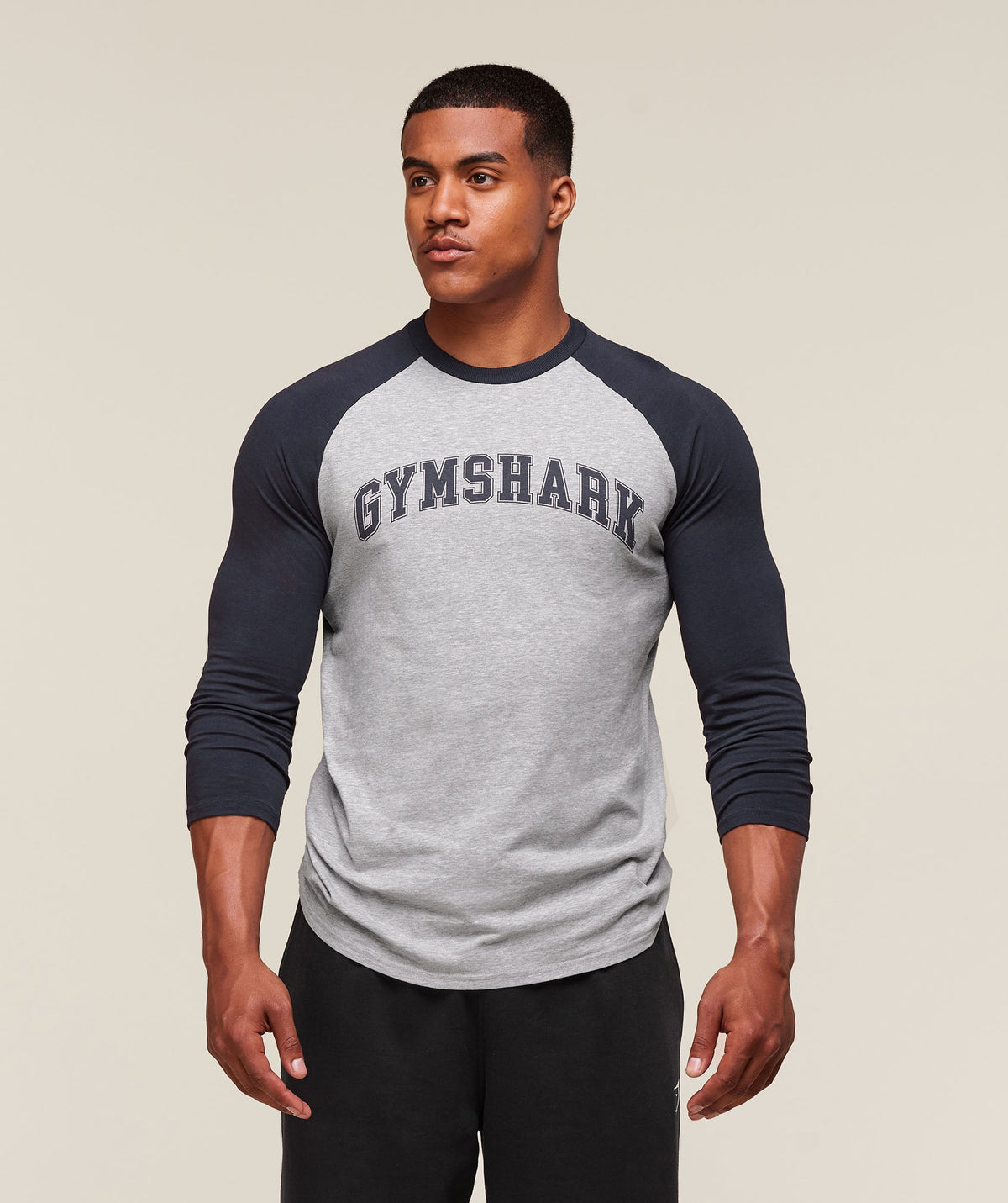 GSLC Raglan 3/4 Sleeve T-Shirt - Light Grey Core Marl/Heavy Blue