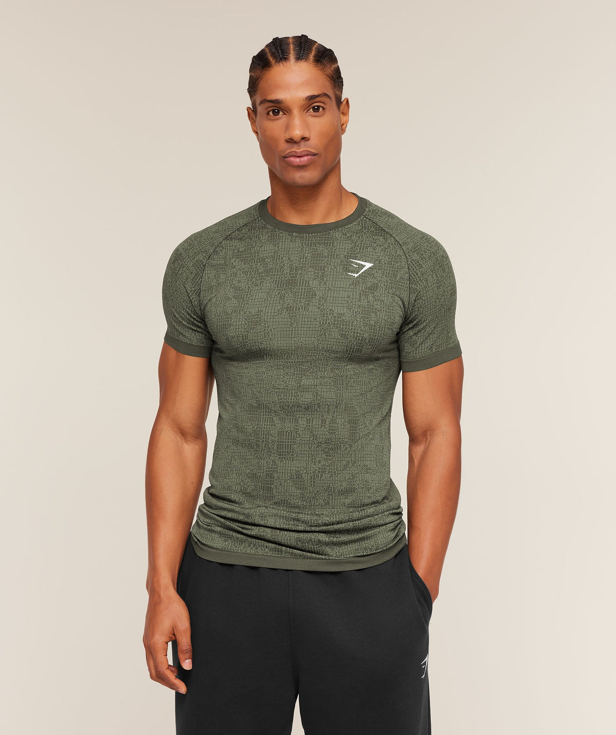 Geo Seamless Grid T-Shirt - Strength Green/Haze Green ;)