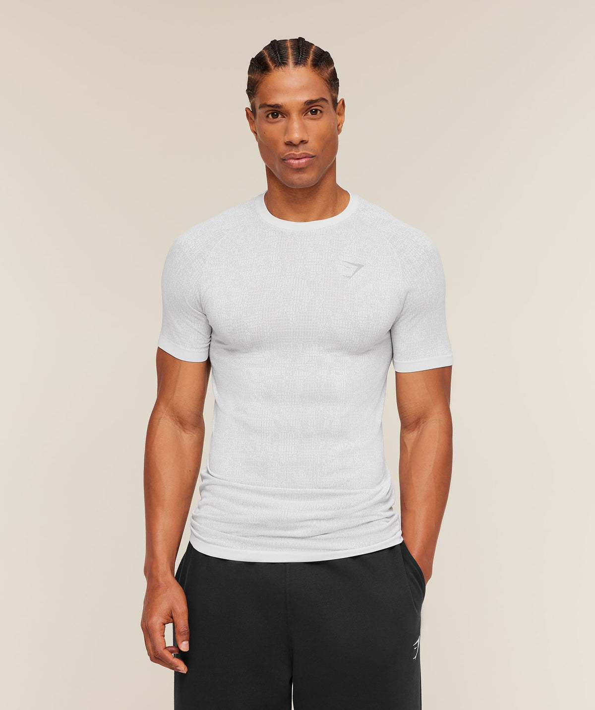 Geo Seamless Grid T-Shirt - White/Silver Grey ;)